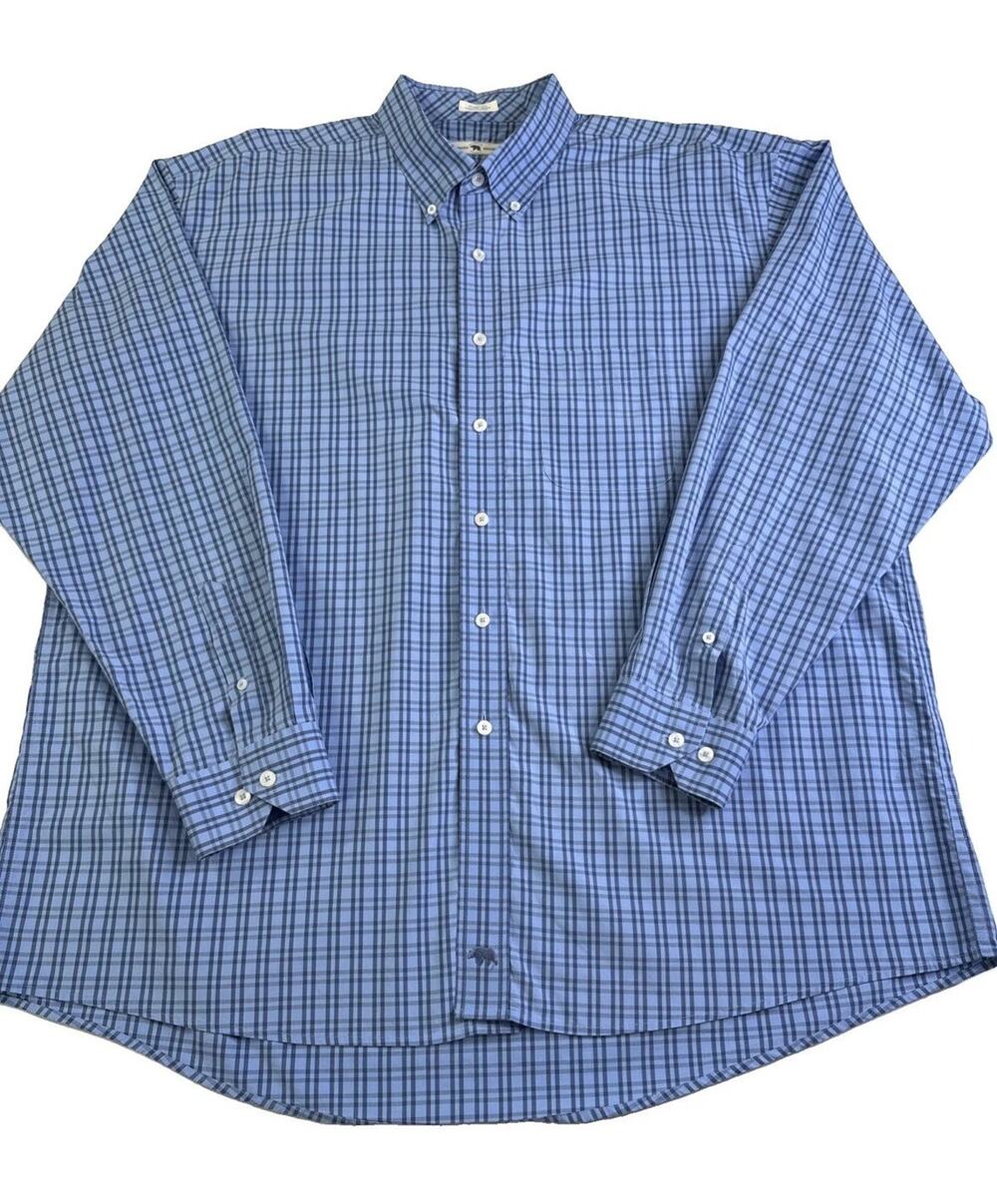 Onward Reserve Men’s XXL Blue Plaid Classic Fit Non-Iron Cotton Button Shirt